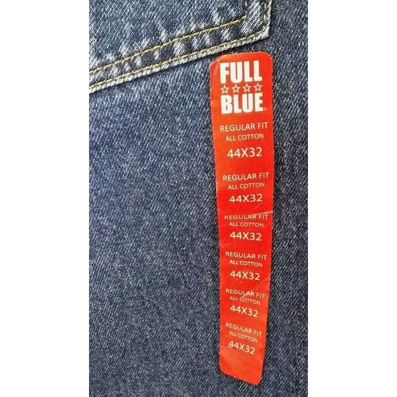 Full Blue Regular Fit Straight Leg Jeans 100% Cotton Med Wash Men's 44x32 - Picture 8 of 10